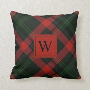 Vakantige Rood en groen Tartan met monogram Kussen