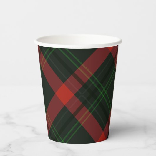 Vakantige Rood en groen Tartan met monogram Papieren Bekers (Achterkant)