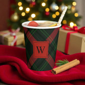 Vakantige Rood en groen Tartan met monogram Papieren Bekers