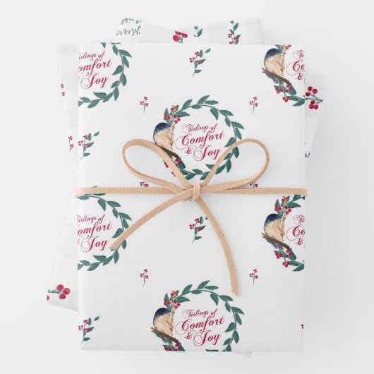 Vakantige Waterverf Blauwe Vogel Rode Bergen en Gr Inpakpapier Vel (In situ)