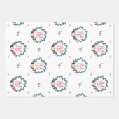 Vakantige Waterverf Blauwe Vogel Rode Bergen en Gr Inpakpapier Vel (Voorkant)