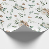 Vakantige witte bloemen cadeaupapier (Hoek)