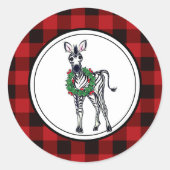 Vakantige Zebra, buffelvlecht Ronde Sticker (Voorkant)