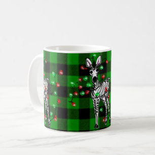 Vakantige Zebra, groene tartan, kronkellichten     Koffiemok