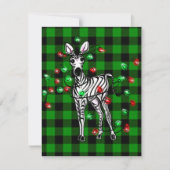 Vakantige Zebra, groene tartan, kronkellichten   Notitiekaartje (Voorkant)