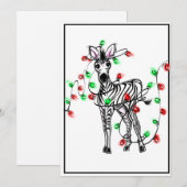 Vakantige Zebra, rode, groene kerstinktlichten Feestdagenkaart (Voorkant / Achterkant)