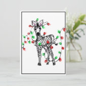 Vakantige Zebra, rode, groene kerstinktlichten Feestdagenkaart (Staand voorkant)