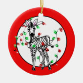 Vakantige Zebra, rode groene touwlichten Keramisch Ornament (Voorkant)