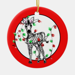 Vakantige Zebra, rode groene touwlichten Keramisch Ornament