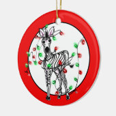 Vakantige Zebra, rode groene touwlichten Keramisch Ornament (Links)