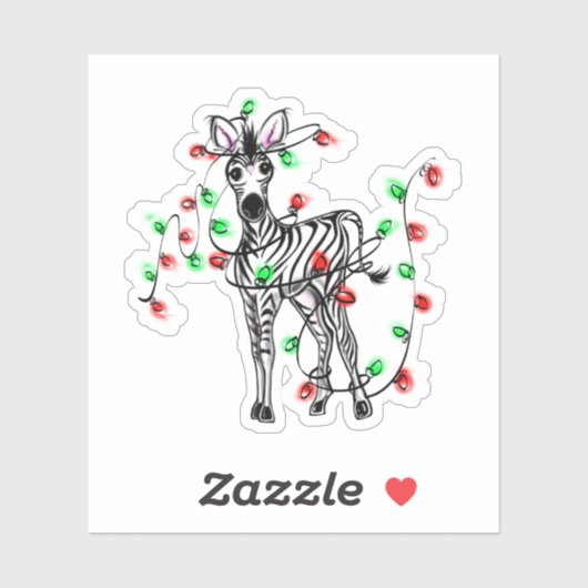 Vakantige Zebra, rode groene touwlichten Sticker (Vel)