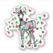 Vakantige Zebra, rode groene touwlichten Sticker (Voorkant)