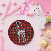 Vakantige Zebra, rode tartan, kronkelende lichten Papieren Bordje (Feest)
