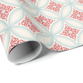 Vakantische rode turquoise Marokkaans cirkelpatroo Cadeaupapier (Rol Hoek)