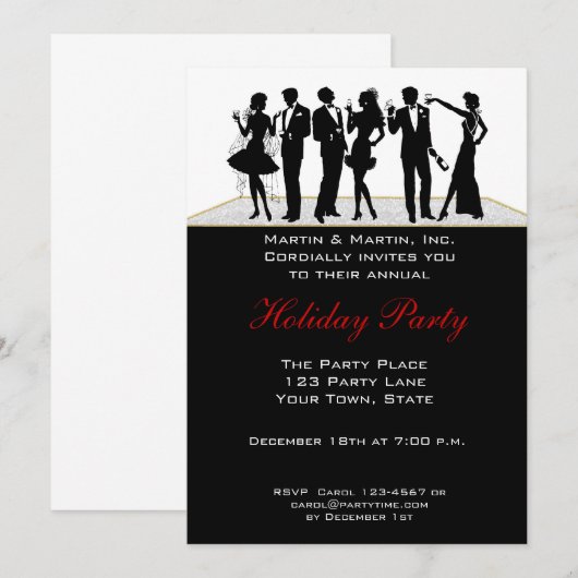 Vakantispartij, mensen Silhouette-uitnodiging Kaart (Voorkant / Achterkant)