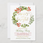 Vakantispartij Merry en Bright Holly Berries Kaart (Voorkant)