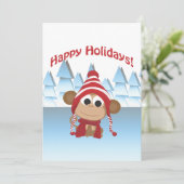 Vakantispartij! Winter Monkey Kaart (Staand voorkant)