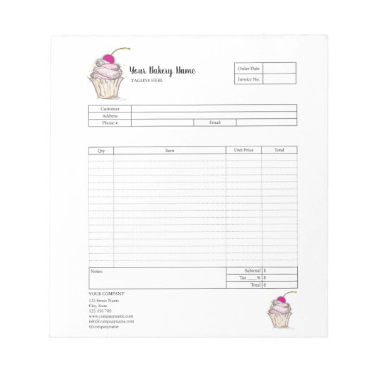 Vakbakkersbestelling voor gebak Vakbakkersbestelli Notitieblok (Voorkant)