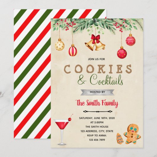 Vakbakkerskoekjes en cocktailuitnodiging kaart (Voorkant / Achterkant)
