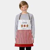 Vakbakkerskoekjes rood en witte Kinder stripe Apro Schort (Gedragen)