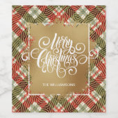 Vakbakketkerstfeest met gouden kerst wijn etiket (Enkel label)