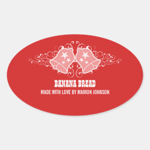 Vakbalen en cirkelbakken Stickers, rood Ovale Sticker