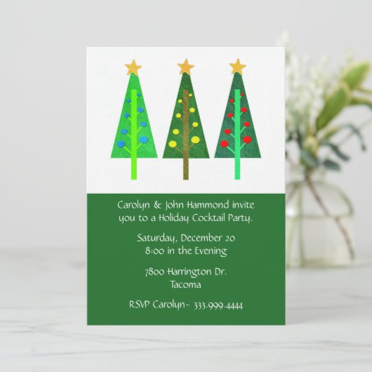 Vakbaren kerstbomen Uitnodiging voor feestdagen (Staand voorkant)