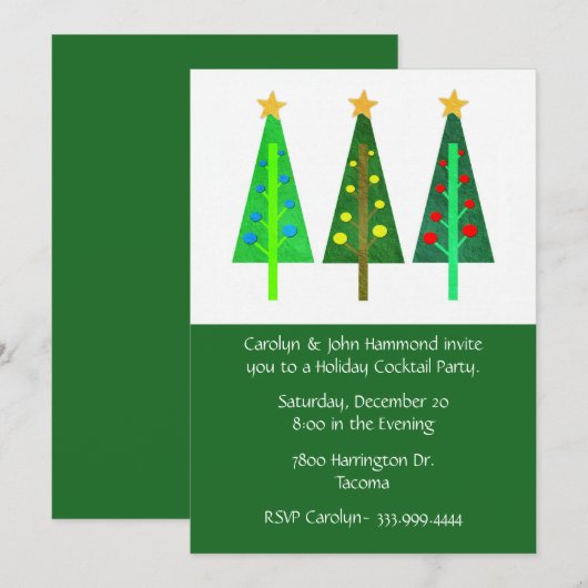 Vakbaren kerstbomen Uitnodiging voor feestdagen (Voorkant / Achterkant)