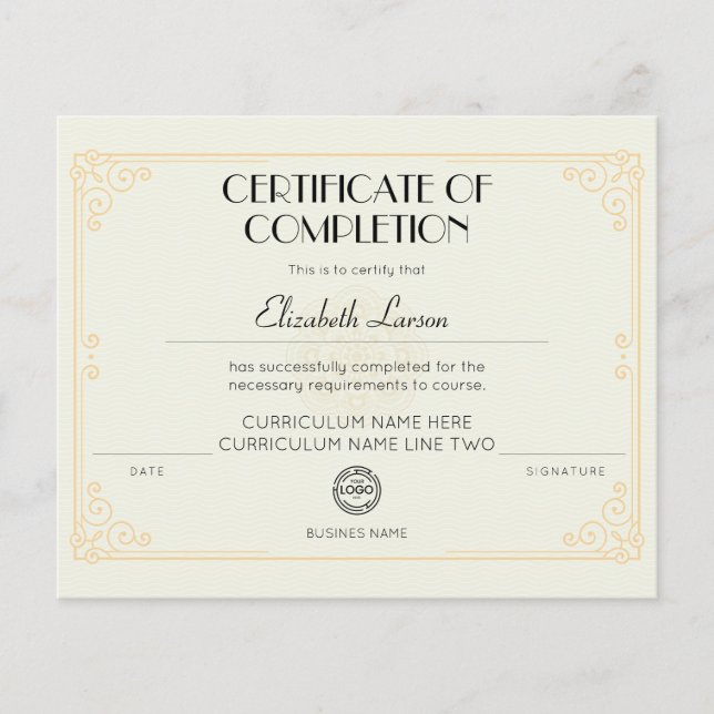 Vakbekwaamheidscertificaat van voltooiing Cursus (Voorkant)