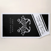 Vakbestemming familie, jaar en naam strandlaken (Voorkant)