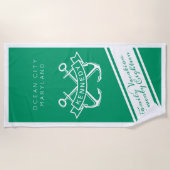 Vakbestemming familie, jaar en naam strandlaken (Voorkant)