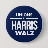 Vakbonden voor Harris Walz Ronde Button 7,6 Cm (Voorkant)