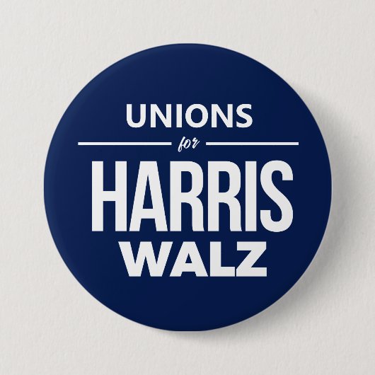 Vakbonden voor Harris Walz Ronde Button 7,6 Cm (Voorkant)