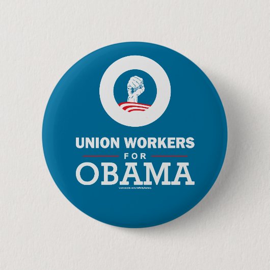 Vakbondsmensen voor Obama Ronde Button 5,7 Cm (Voorkant)