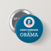 Vakbondsmensen voor Obama Ronde Button 5,7 Cm (Voorkant /achterkant)