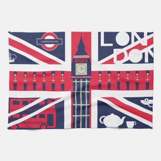 vakbondsvlag met londen decoratie theedoek (Horizontaal)