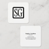 Vakborden Initialen afgerond - Vierkant - zwart Vierkante Visitekaartje (Voorkant / Achterkant)