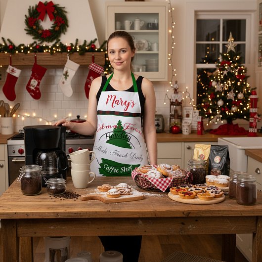 Vakcafé-koffiewinkel, gepersonaliseerd teken-schor schort