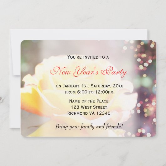 Vakdag fancy gele rozenbloem Nieuwjaar feest Kaart (Voorkant)