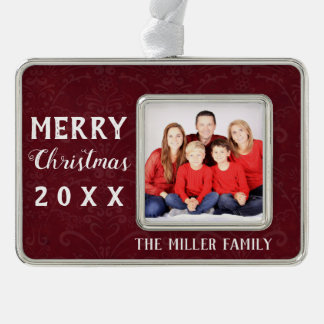 Vakdag kerstdag Rood Vintage Santaarn jaar Foto Verzilverd Omlijst Ornament