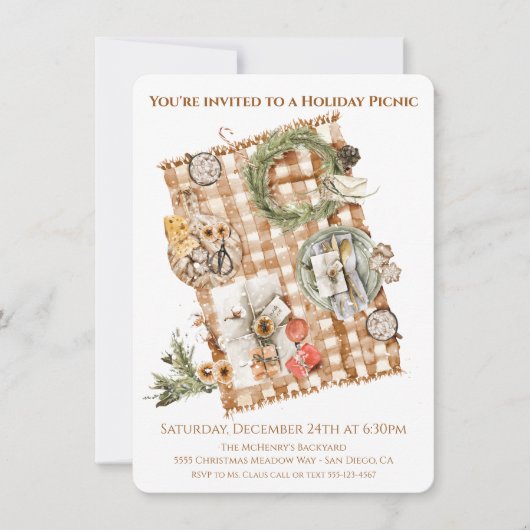 Vakdag kerstfeestdag Picnic Meal Uitnodiging (Voorkant)