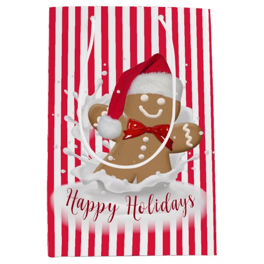Vakdag van de Gingerbrood Man in Milk Splash Medium Cadeauzakje (Voorkant)