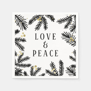 Vakdag voor zwarte en gouden pine en bessen servet