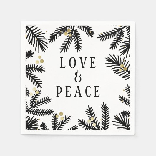 Vakdag voor zwarte en gouden pine en bessen servet (Voorkant)