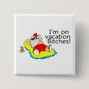 Vakende kerstman vierkante button 5,1 cm