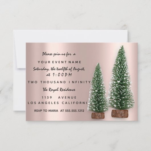 Vakfeestdag kerstfeestdag uitnodiging Roos binnens (Voorkant)