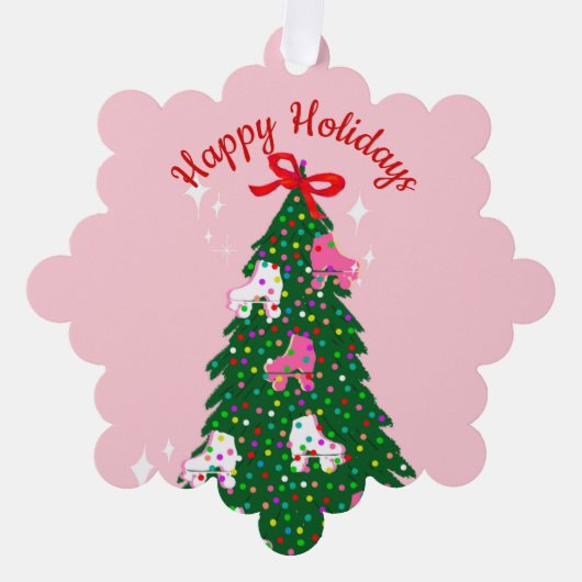 Vakfeestdag kerstrolschaatsen Schaats kerstmis Ornament Kaart (Voorkant)