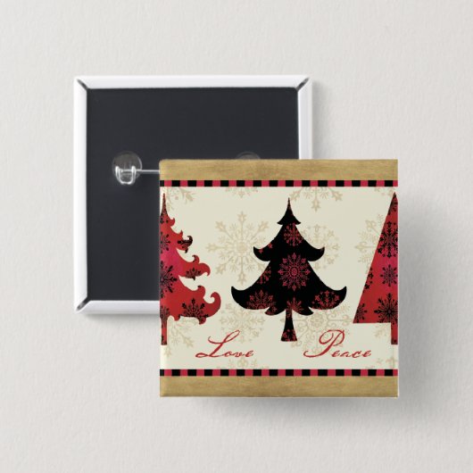 Vakfeestkerstbomen Vierkante Button 5,1 Cm (Voorkant /achterkant)