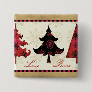 Vakfeestkerstbomen Vierkante Button 5,1 Cm