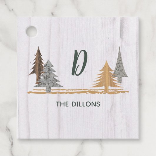 Vakhuis kerstbomen feestdag bedankjes labels (Voorkant)